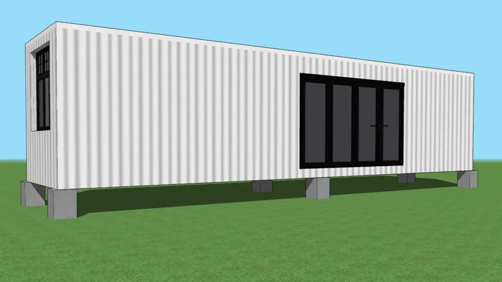Grund med 6 st cementpelare till ett 40 fots containerhus