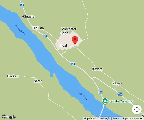 Karta till TerraBox kontor i Indal i Sundsvall